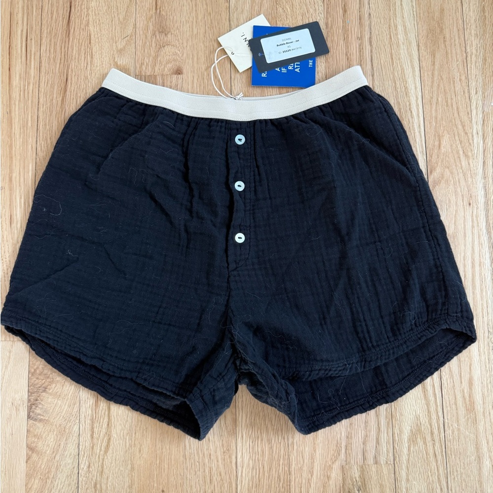 DONNI. BUBBLE Gauze BOXER SHORTS black Jet - Sz XS